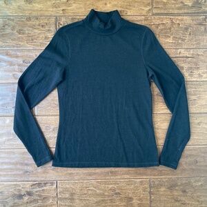 Wicked Wool Womens Mock Neck Turtleneck Baselayer Top Size Medium Black